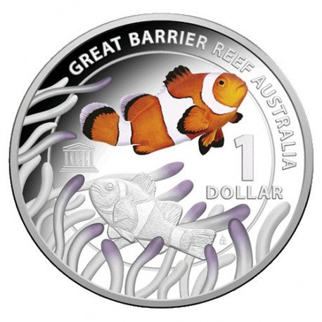 2015 $1 Great Barrier Reef Coloured Silver Proof Coin