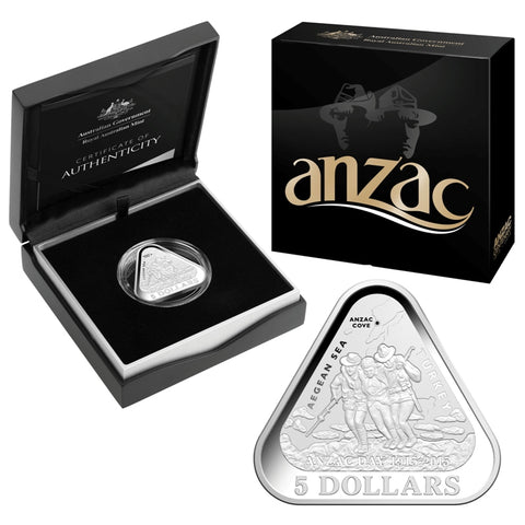2015 ANZAC Centenary Triangular $5 Silver Proof Coin