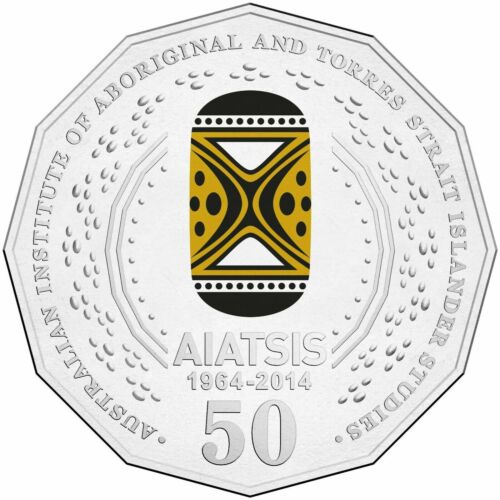 2014 AIATSIS 50th Anniversary Colorized 50 Cent Unc