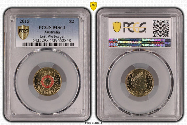 2015 Australian $2 Lest We Forget PCGS MS64