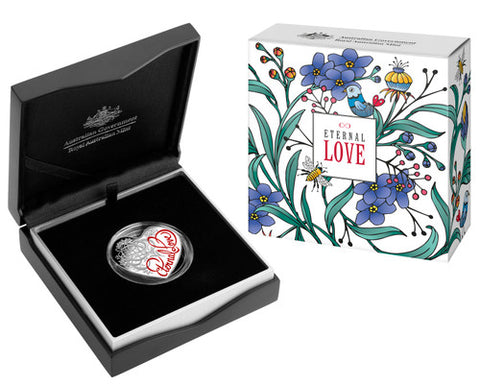 2015 Eternal Love 1oz Silver Coloured Heart Shaped $5 Proof Coin