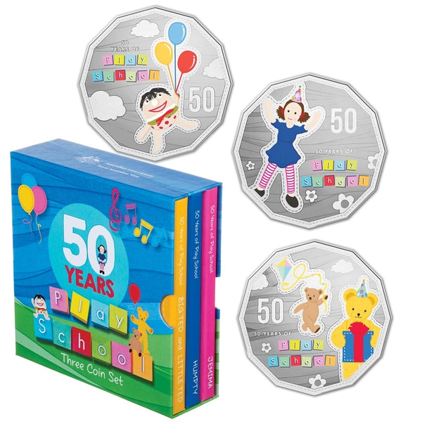2016 Play School 50th Anniversary 50c Unc Three Coin Set