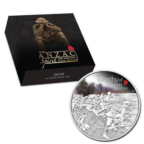 2016 The ANZAC Spirit 100th Anniversary Coin Series – Be Worthy of Them 1oz Silver Proof Coin