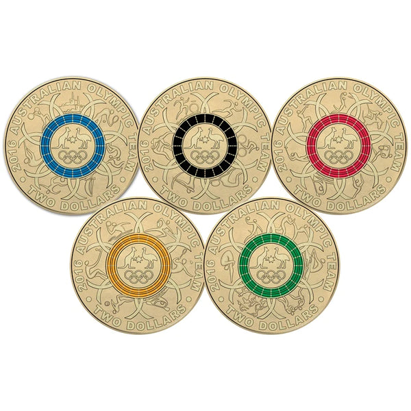 2016 Olympic Games Coloured $2 Coin Set (5 Coins)