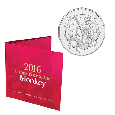2016 Lunar Year of the Monkey 50c Carded