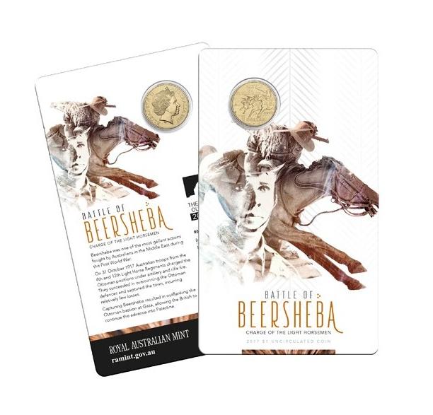 2017 Royal Australian Mint $1 One Dollar Battle of Beersheba Carded Coin