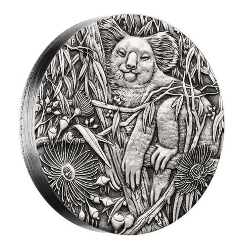 2017 Australian Koala 2oz Silver High Relief $2 Antiqued Coin