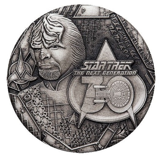 2017 Star Trek - The Next Generation Lieutenant Commander Worf 2oz Silver Antiqued $2 Coin