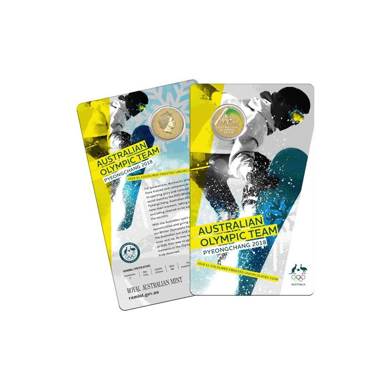 2018 Australian Olympic Team Pyeongchang Coloured Frosted Unc $1 (Snowboard)