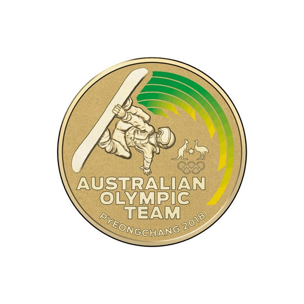 2018 Australian Olympic Team Pyeongchang Coloured Frosted Unc $1 (Snowboard)