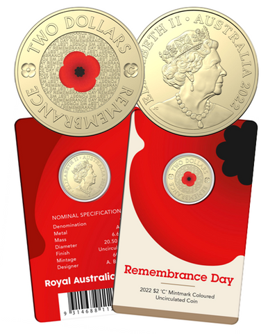 2022 Remembrance Day $2 Red Poppy 'C' Mintmark