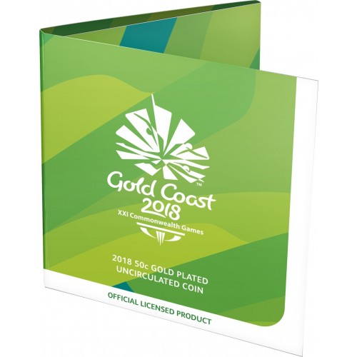 2018 Gold Coast Games 50c Gold Plated Unc Coin