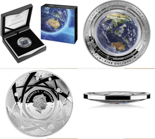 The Earth And Beyond $5 Silver Dome 3 Coin Proof Set "EARTH MOON & SUN"