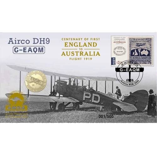 2019 Centenary of the First Flight Airco DH9 Sydney Money Expo ANDA $1 PNC