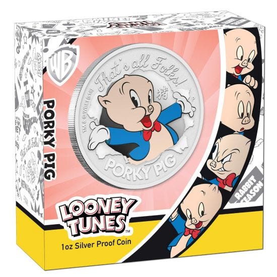 2019 Looney Tunes 'Porky Pig' 1oz Silver Proof Coin