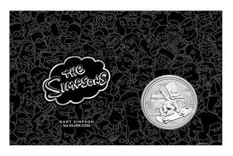 2020 $1 The Simpsons Bart Simpson 1oz Silver Coin on Card
