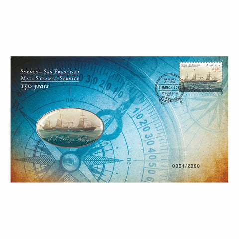 2020 Mail Steamer Service 150 Years: Sydney - San Francisco Limited Edition Medallion Cover
