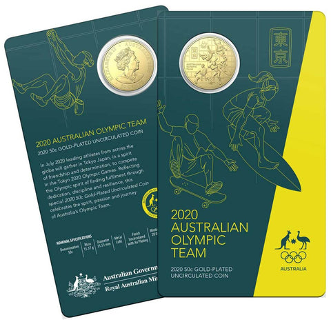 2020 Australian Olympic Team 50c Gold Plated Coin