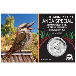2020 1oz Silver Kookaburra Coin with Pink Common Health Privy (Perth ANDA)