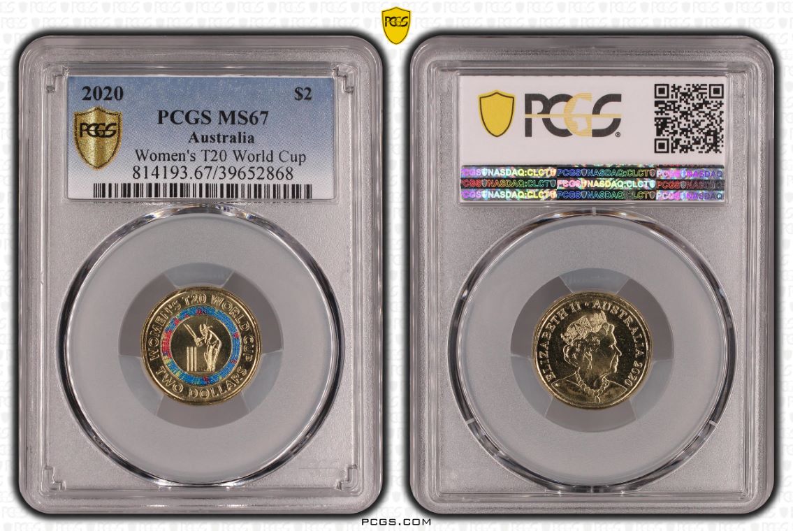 2020 Women's T20 World Cup $2 PCGS Grade MS67
