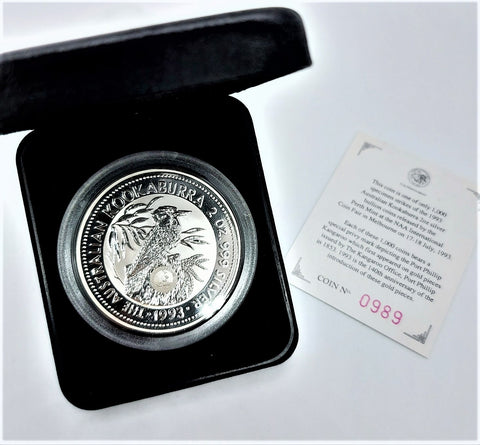 1993 Kookaburra 2oz Silver $2 Proof Coin - Kangaroo Privy