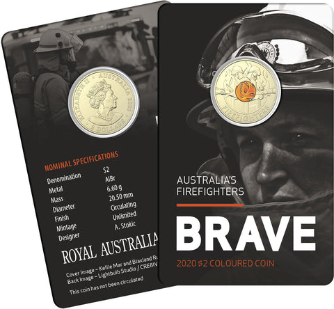 2020 Firefighter $2 Coloured Coin on RAM Card