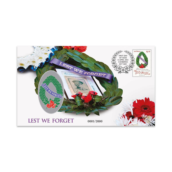 2021 Lest We Forget Stamp and Medallion Cover
