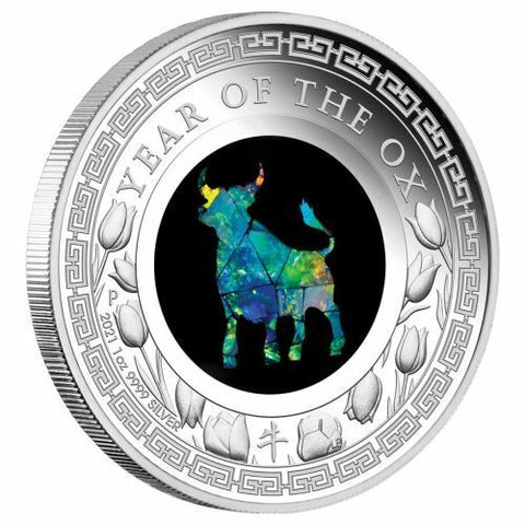 2021 Lunar Year of the Ox Opal 1oz Silver Proof Coin