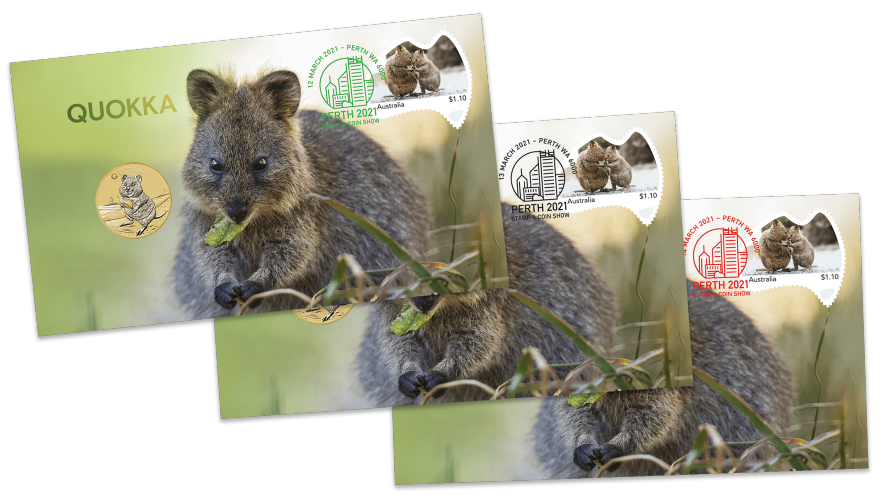 2021 Perth Stamp & Coin Show Quokka PNC full set for all 3 days