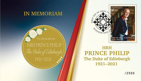 2021 HRH Prince Philip Memoriam Stamp and Medallion Cover