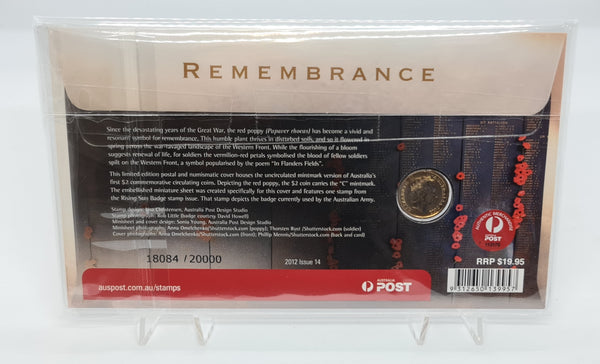 2012 Remembrance Day $2 Red Poppy PNC