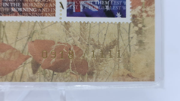 2008 90th Anniversary of the End of WWI Remembrance Day $1 PNC (Limited Edition)