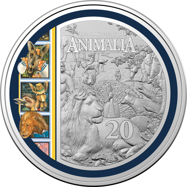 2021 Animalia 35th Anniversary 20c Coloured Unc Coin inc Special Edition Book