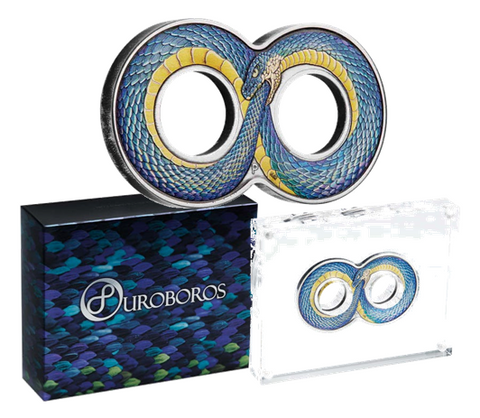 2022 Ouroboros 2oz Silver Antiqued Coloured Coin