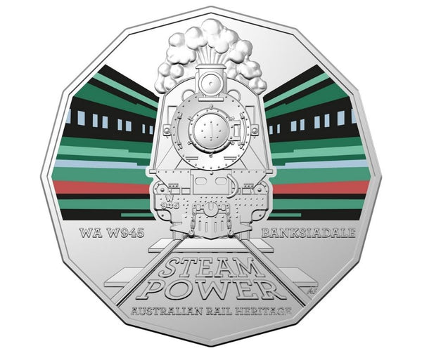 2022 Steam Power WA Railways W945 Banksiadale 50c Coin MS69