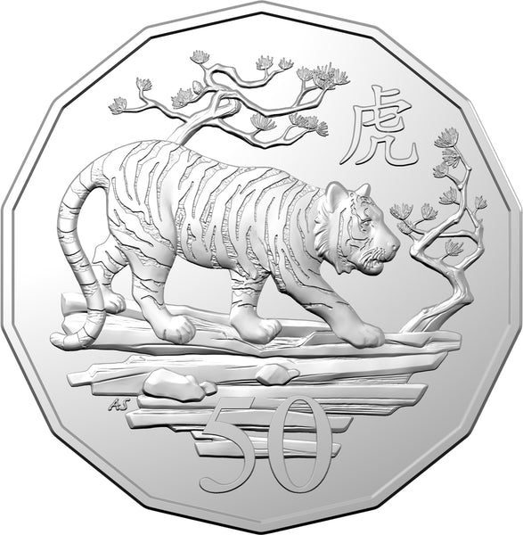 2022 Lunar Year of the Tiger 50c Tetra-Decagon Uncirculated Coin