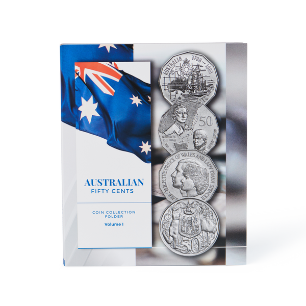 Australian Fifty Cent Circulating Coins Collection Folder Set - Volume 1 & 2