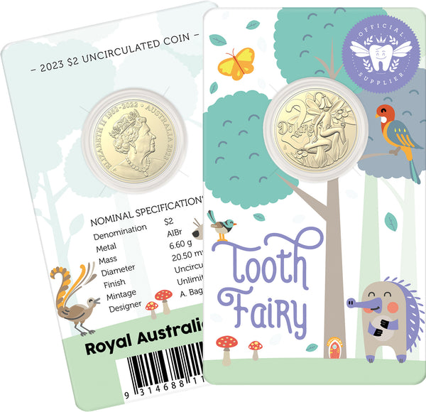 2023 Tooth Fairy Two Dollar Coin on Card (New Design)