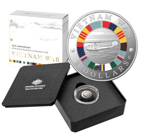 2023 End of Australia’s Involvement in the Vietnam War 50th Anniversary $2 ‘C’ Mintmark Coloured Silver Proof Coin