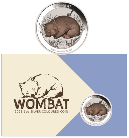 2023 Wombat 1oz Silver Coloured Coin in Card