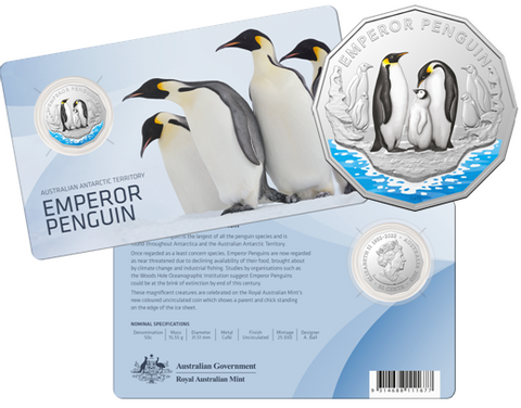 2023 Australian Antarctic Territory – Emperor Penguin - 50c Coloured Uncirculated Coin -