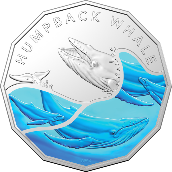 2023 Australian Antarctic Territory – Humpback Whale - 50c Coloured Uncirculated Coin -