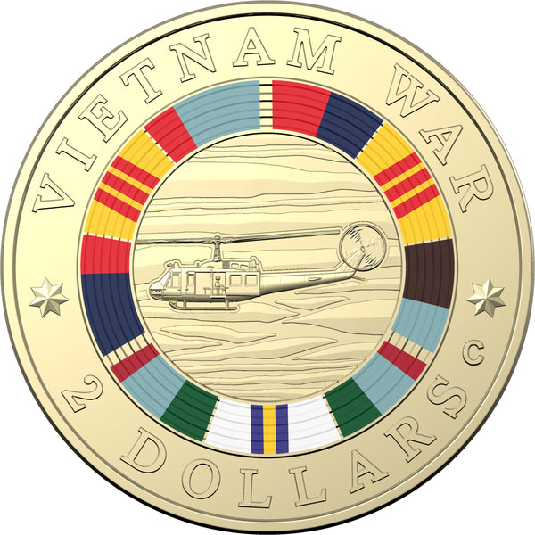 2023 End of Australia’s Involvement in the Vietnam War - 50th Anniversary $2 ‘C’ Mintmark Coloured Unc Coin