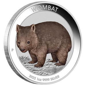 2022 Australian Wombat $1 Coloured 1oz Silver BU Coin in Card