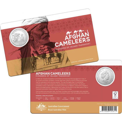 2020 The Afghan Cameleers Uncirculated 50c Carded