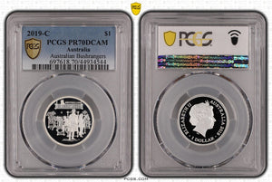 2019-C Australian Bushrangers Silver Proof $1 C Mintmark PR70