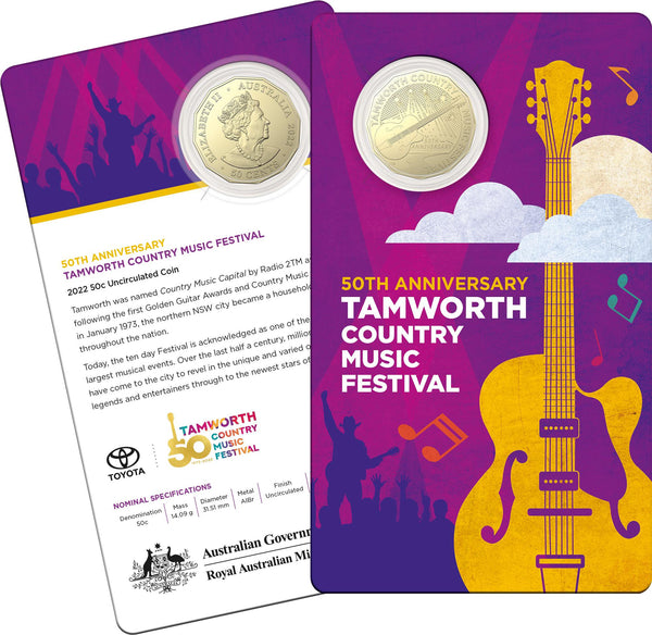 2022 Tamworth Country Music Festival 50c Carded Coin