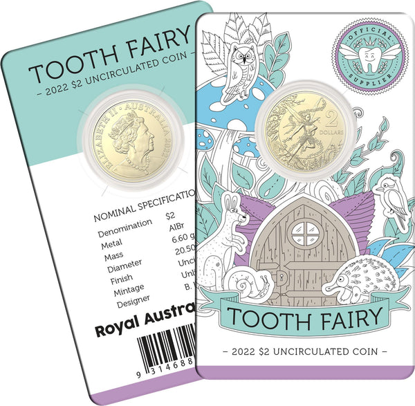2022 Tooth Fairy $2 Uncirculated Coin on Card