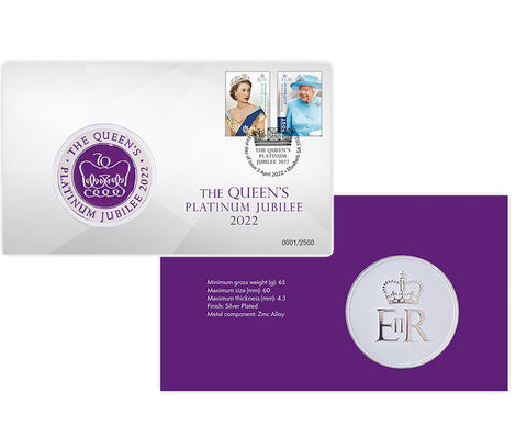 2022 Queen's Platinum Jubilee Stamp and Silver Plated Medallion Cover