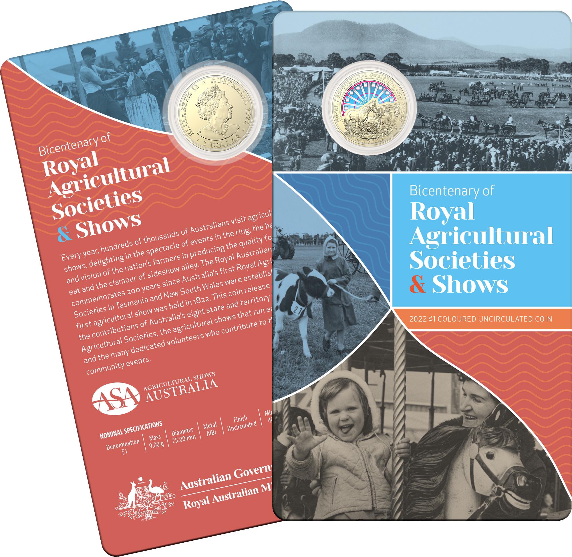 2022 Royal Agricultural Societies and Shows One Dollar Uncirculated Coin